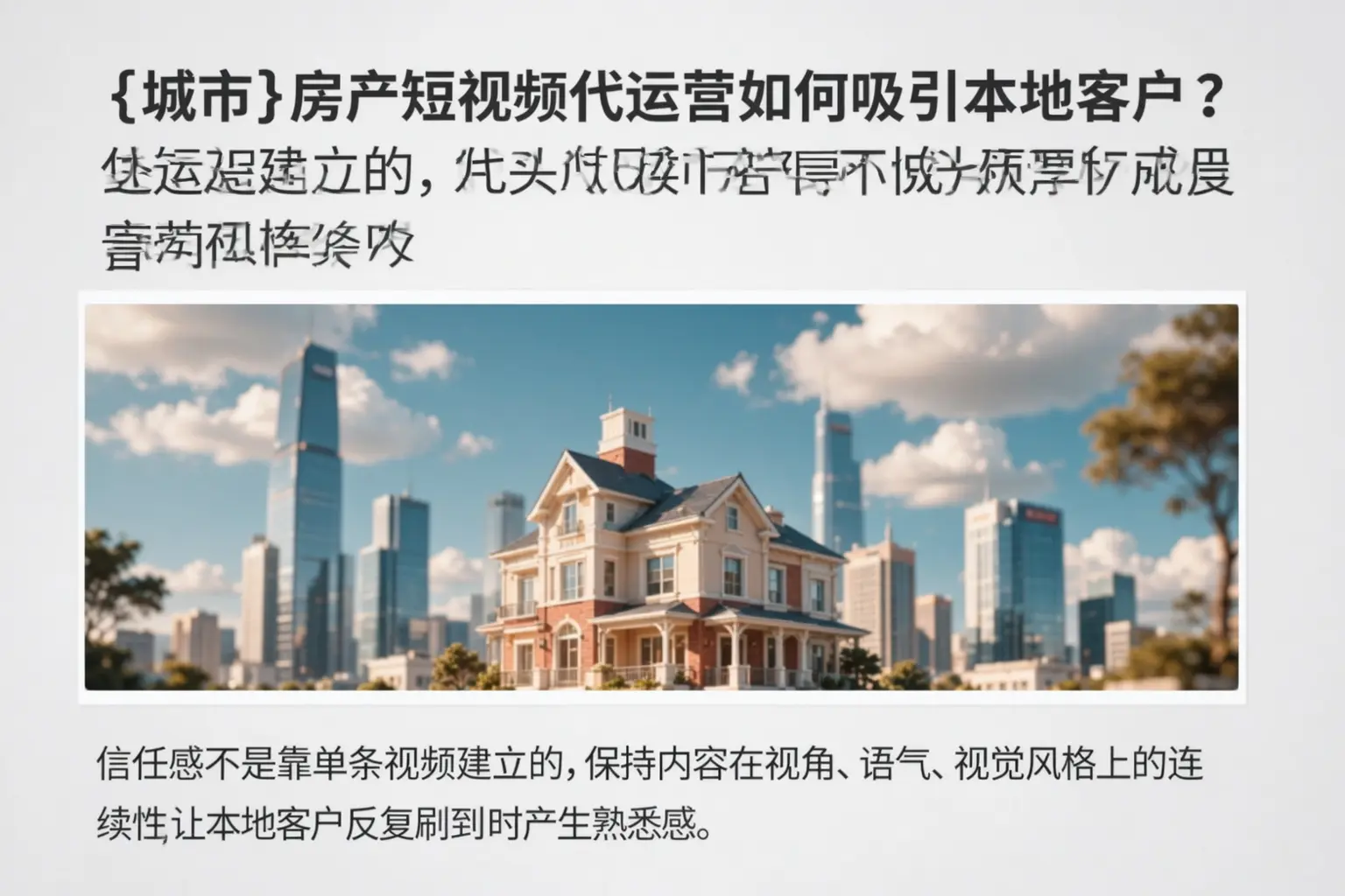 昂昂溪房产短视频代运营如何吸引本地客户?